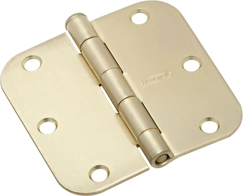 National Hardware N830-334 Door Hinge, 3-1/2 in H Frame Leaf, Cold Rolled Steel, Satin Brass, Removable Pin, Mortise