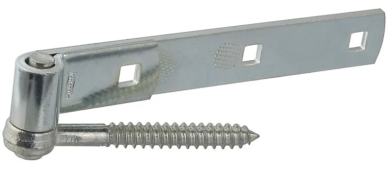 National Hardware N129-726 Hook/Strap Hinge, 0.22 in Thick Leaf, 10 in L x 1-1/4 in W, Steel, Zinc, Screw Mounting