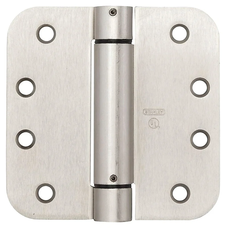 National Hardware N351-023 Spring Hinge, 4 in L, Steel, Satin Nickel, 8-Mounting Hole, 37 lb