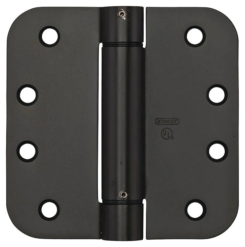 National Hardware N351-015 Spring Hinge, 4 in L, Steel, Oil-Rubbed Bronze, 8-Mounting Hole, 37 lb
