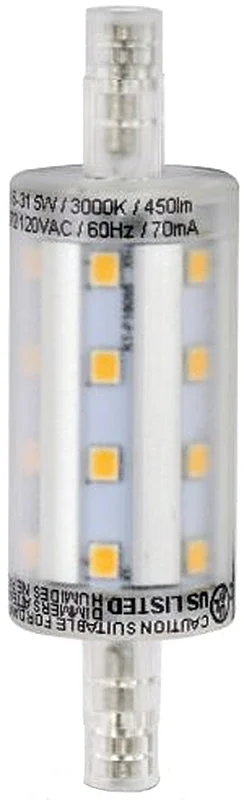 Feit Electric BPJ78/LED LED Bulb, Specialty, R7s Lamp, 40 W Equivalent, RSC Lamp Base, Non-Dimmable, Clear, Warm White