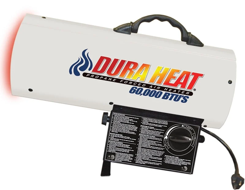 Dura Heat GFA60A Forced Air Heater, 20 lb Fuel Tank, Propane, 30,000/40,000/60,000 Btu, 1500 sq-ft Heating Area