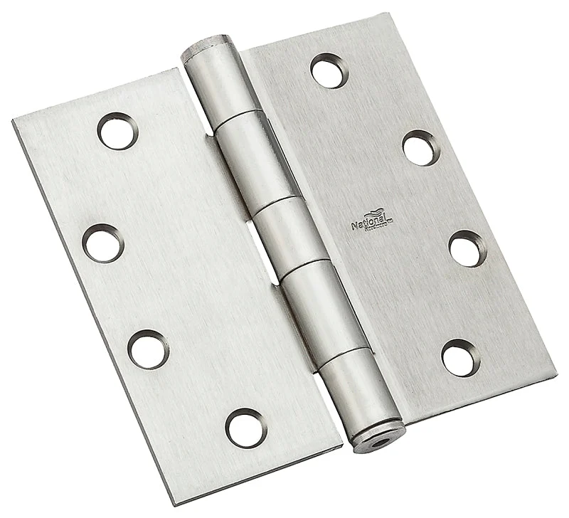 National Hardware N236-015 Template Hinge, 4-1/2 in H Frame Leaf, 1.3875 in Thick Frame Leaf, Steel, Satin Chrome, 90 lb, Pack of 12