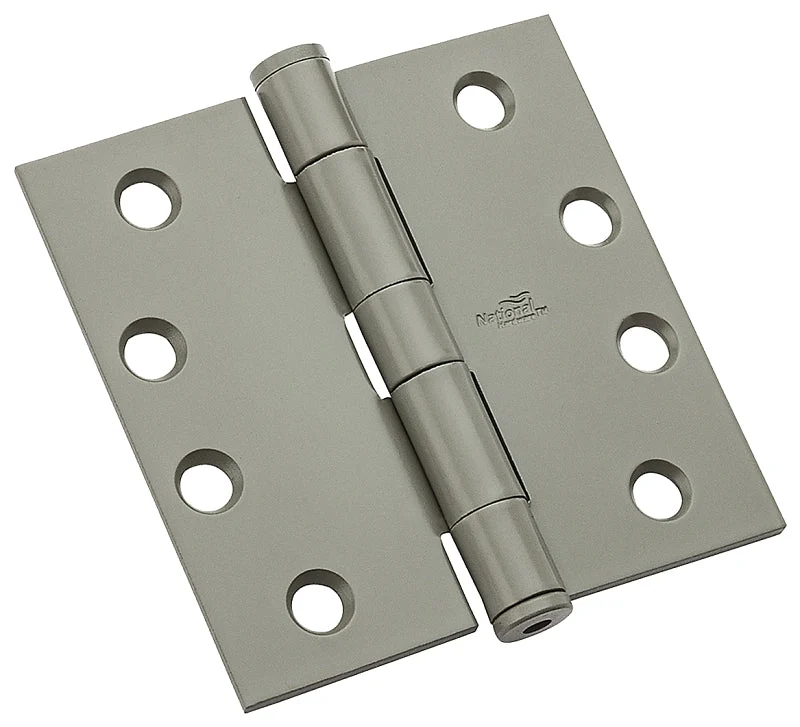 National Hardware N236-016 Template Hinge, 4-1/2 in H Door Leaf, 1.3875 in Thick Door Leaf, 4 in L x 4 in W, Steel, Pack of 12