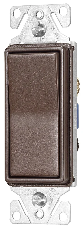 Eaton 7500 Series 7503RB-K-L Rocker Switch, 15 A, 120/277 V, 3-Way, Thermoplastic Housing Material, Oil-Rubbed Bronze, Pack of 4