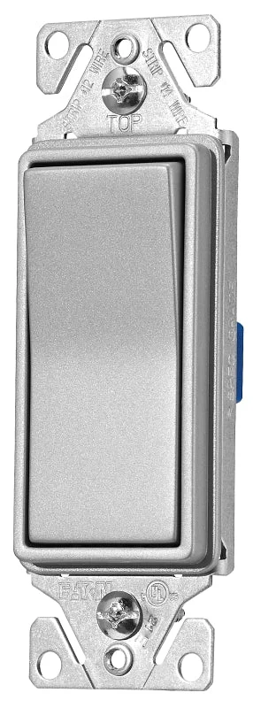 Eaton 7500 Series 7503SG-K-L Rocker Switch, 15 A, 120/277 V, 3-Way, Thermoplastic Housing Material, Silver Granite, Pack of 4