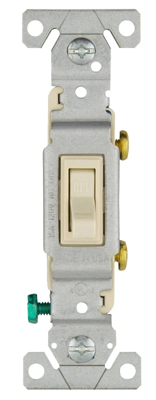 Eaton Wiring Devices 1301-7LA Series Toggle Switch, 1-Poles, Light Almond, 15 A, 120 V, Polycarbonate Housing Material, Pack of 10