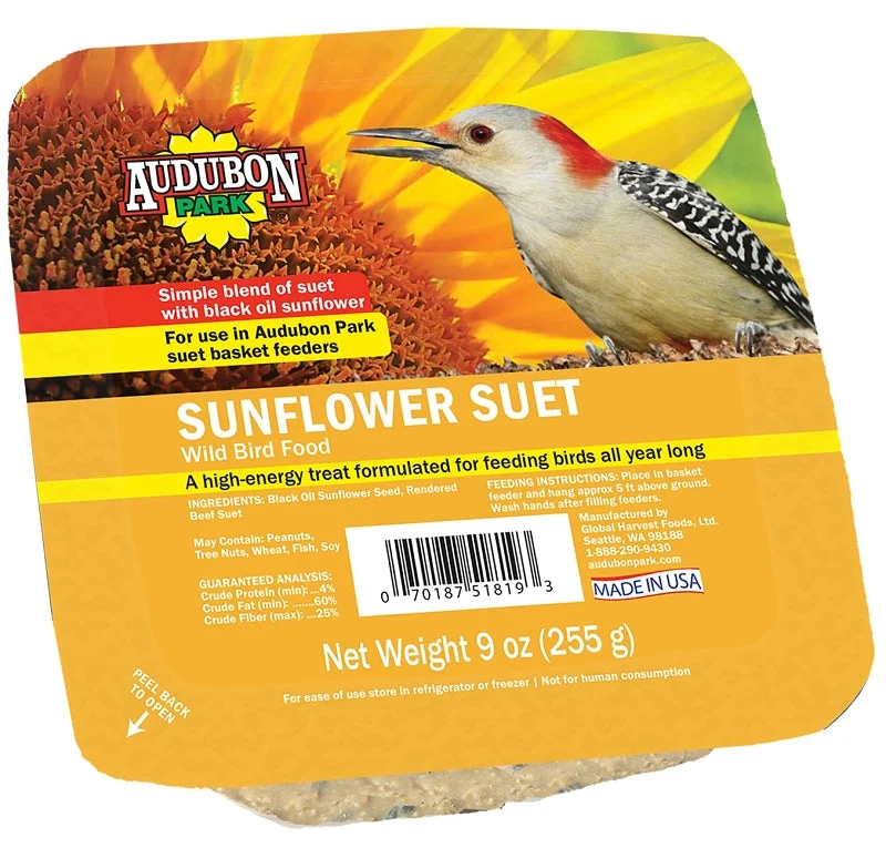 Audubon Park 13067 Black Oil Sunflower Seed Sunflower Suet, 9 oz, Box, Pack of 12