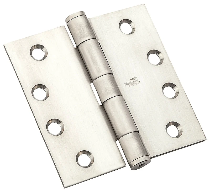 National Hardware N236-150 Standard Weight Template Hinge, 4 in H Door Leaf, 4 in H Frame Leaf, Steel, 8-Mounting Hole