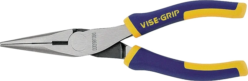 Irwin 2078216 Nose Pliers, Blue/Yellow Handle, ProTouch Grip Handle, 23/32 in W Jaw, 1-25/32 in L Jaw