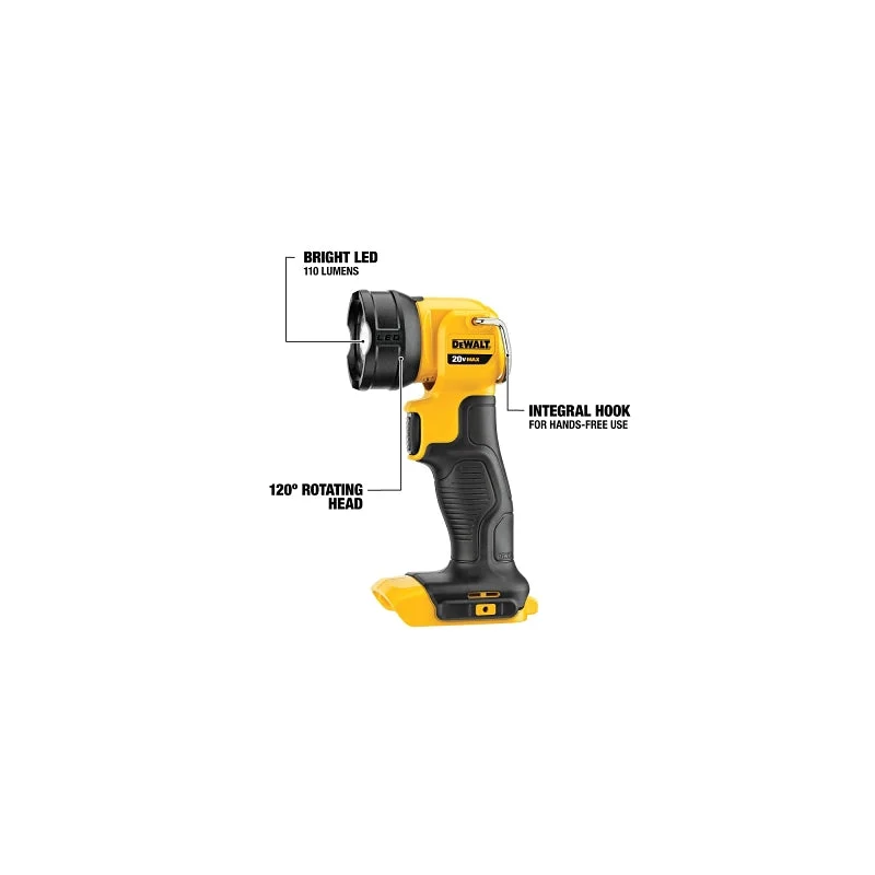 DEWALT DCL040 Rechargeable Flashlight, Lithium-Ion Battery, LED Lamp, 110 Lumens, 11 to 25 hr Run Time