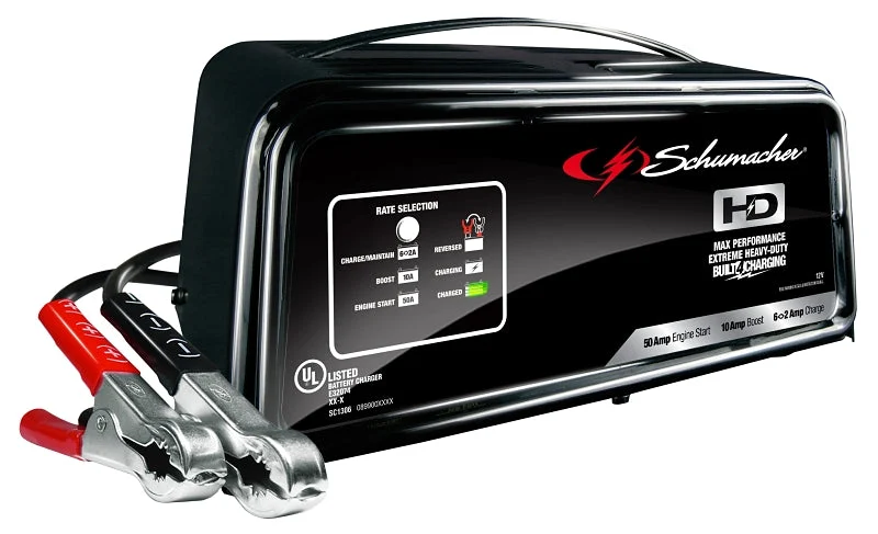 Schumacher SC1361 Battery Charger, 12 V Output, 2, 10, 50 A Charge, 50 A Engine Start