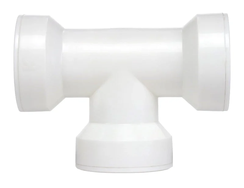 Insta-Plumb 48QLK Coupling Pipe Tee, 1-1/2 in, Push-Fit, Plastic, White