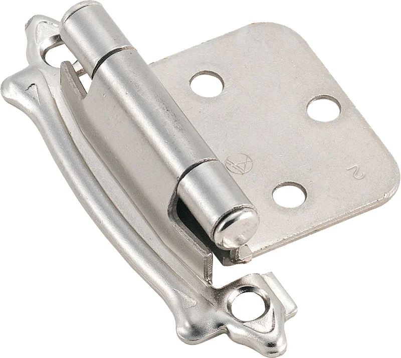 Amerock BPR7329G9 Cabinet Hinge, 2-3/4 in L x 1-3/4 in W, Steel, Sterling Nickel, 5-Hole, Face Mounting