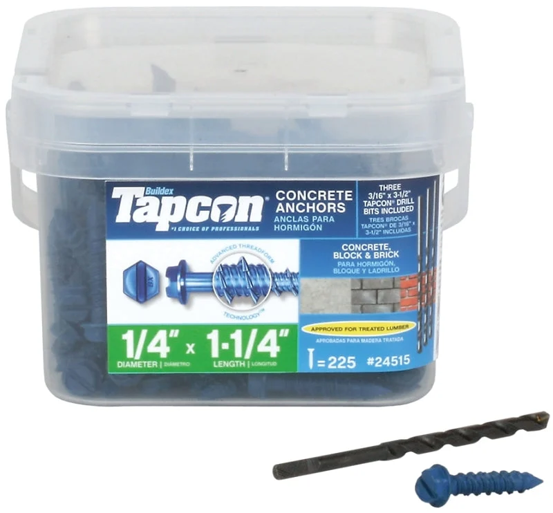 Tapcon 24515 Screw Anchor, Hex Drive, Steel, Climaseal, 75 PK