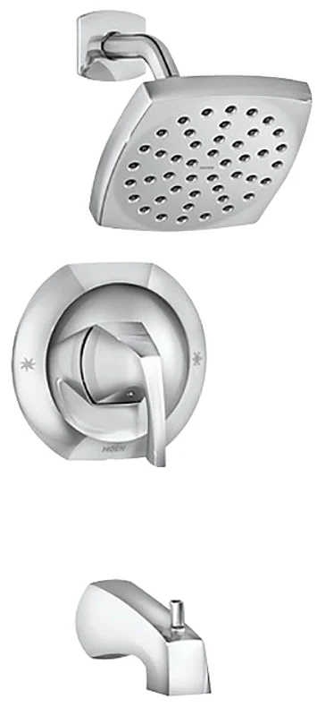 Moen Lindor Posi-Temp Series 82504 Tub and Shower Faucet, 1-Function Showerhead, 1.75 gpm Showerhead, 1-Spray Setting