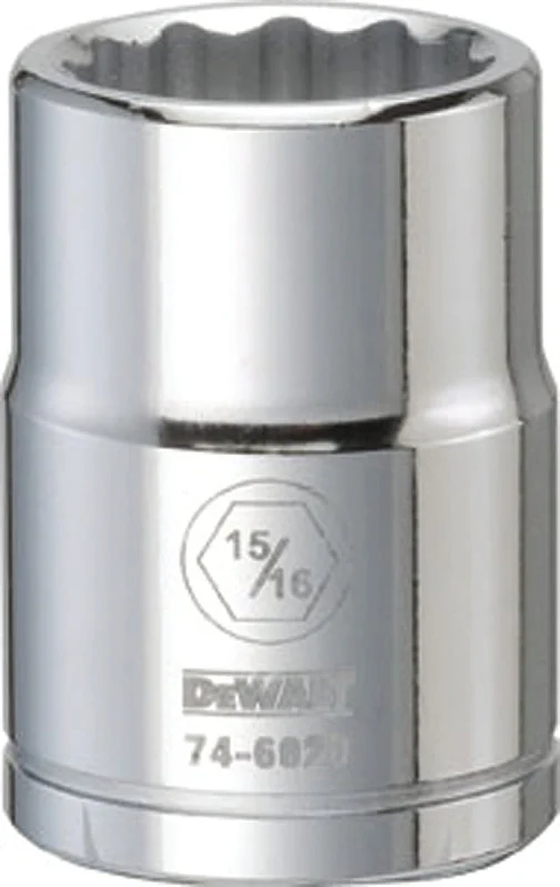 DEWALT DWMT74602OSP Drive Hand Socket, 15/16 in Socket, 3/4 in Drive, 12-Point, Steel, Polished Chrome Vanadium
