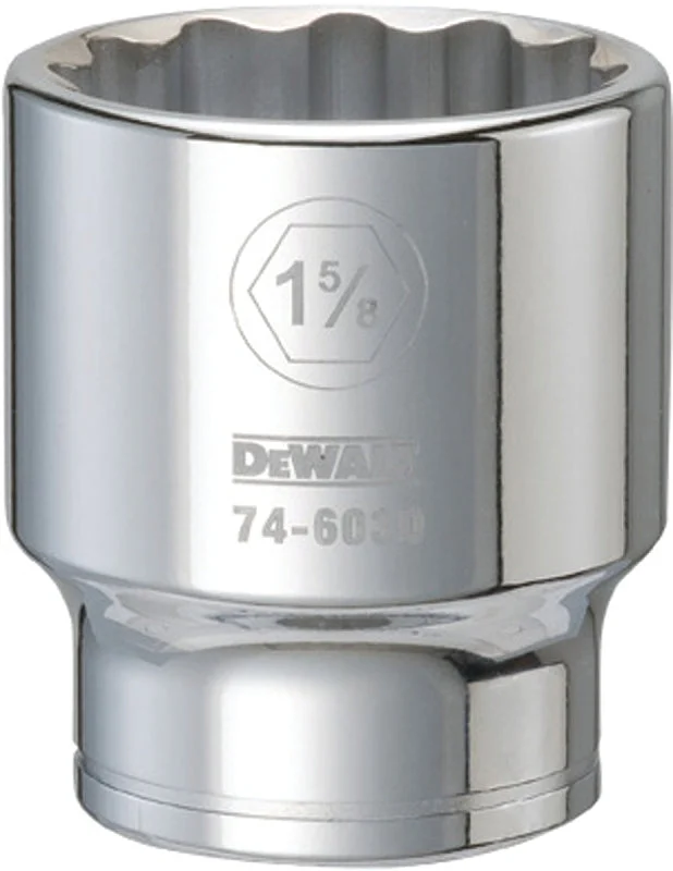 DEWALT DWMT74603OSP Drive Hand Socket, 1-5/8 in Socket, 3/4 in Drive, 12-Point, Steel, Polished Chrome Vanadium