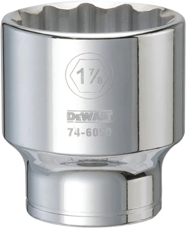DEWALT DWMT74605OSP Drive Hand Socket, 1-7/8 in Socket, 3/4 in Drive, 12-Point, Steel, Polished Chrome Vanadium