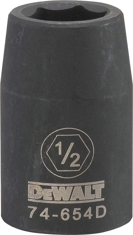 DEWALT DWMT74654OSP Impact Socket, 1/2 in Socket, 7/16 in D Socket, 1/2 in Drive, 6-Point, CR-440 Steel, Black Oxide