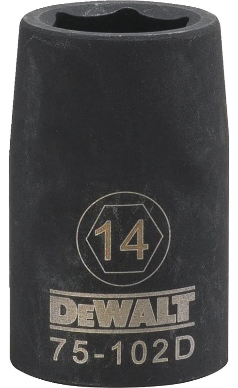 DEWALT DWMT75102OSP Impact Socket, 14 mm Socket, 1/2 in Drive, 6-Point, CR-440 Steel, Black Oxide