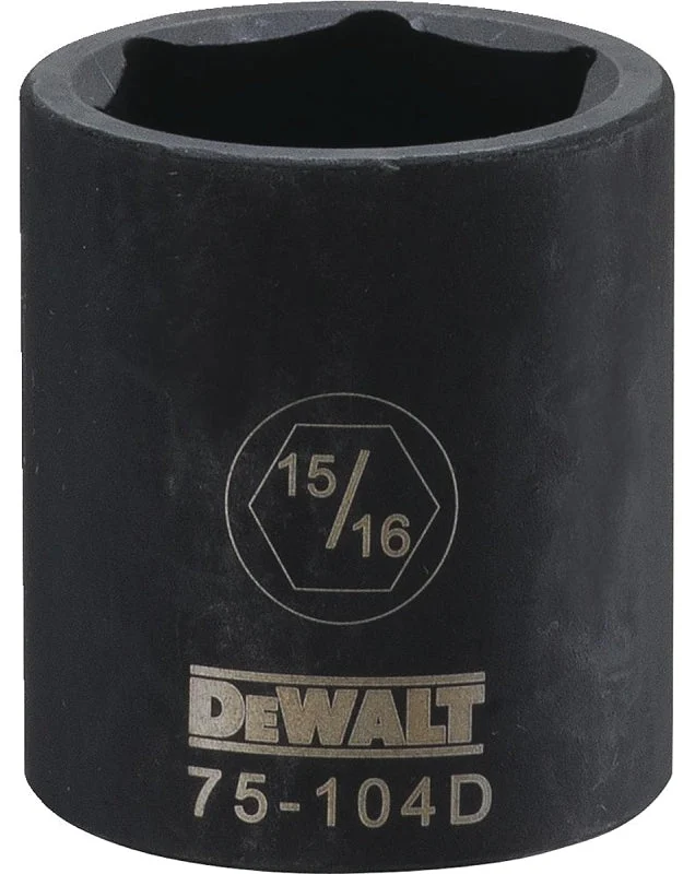 DEWALT DWMT75104OSP Impact Socket, 15/16 in Socket, 1/2 in Drive, 6-Point, CR-440 Steel, Black Oxide