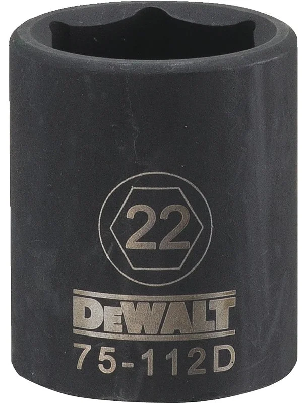 DEWALT DWMT75112OSP Impact Socket, 22 mm Socket, 1/2 in Drive, 6-Point, CR-440 Steel, Black Oxide