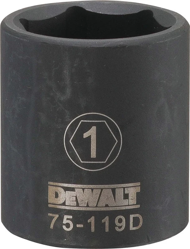 DEWALT DWMT75119OSP Impact Socket, 1 in Socket, 1/2 in Drive, 6-Point, CR-440 Steel, Black Oxide