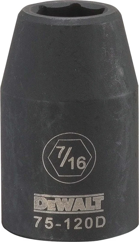 DEWALT DWMT75120OSP Impact Socket, 7/16 in Socket, 1/2 in Drive, 6-Point, CR-440 Steel, Black Oxide