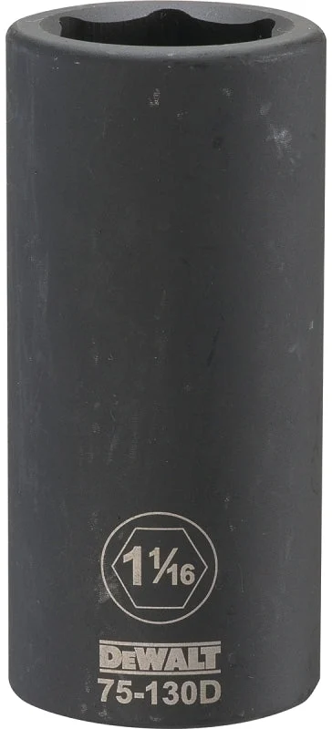 DEWALT DWMT75130OSP Impact Socket, 1-1/16 in Socket, 1-13/32 in D Socket, 3/4 in Drive, 6-Point, CR-440 Steel