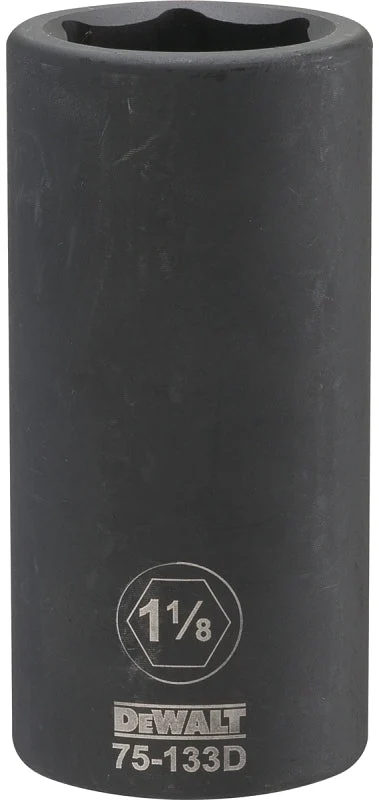 DEWALT DWMT75133OSP Impact Socket, 1-1/8 in Socket, 1-13/32 in D Socket, 3/4 in Drive, 6-Point, CR-440 Steel