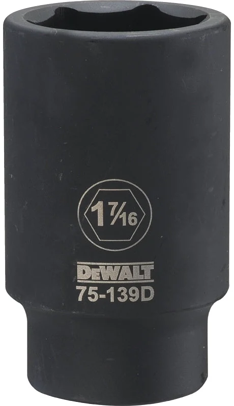 DEWALT DWMT75139OSP Impact Socket, 1-7/16 in Socket, 1-9/16 in D Socket, 3/4 in Drive, 6-Point, CR-440 Steel