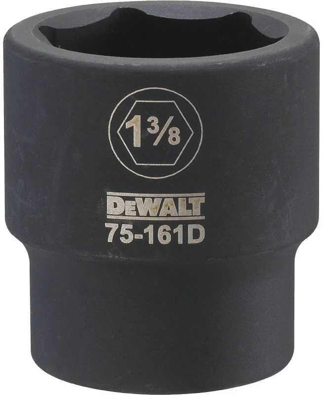 DEWALT DWMT75161OSP Impact Socket, 1-3/8 in Socket, 7/8 in D Socket, 3/4 in Drive, 6-Point, CR-440 Steel, Black Oxide