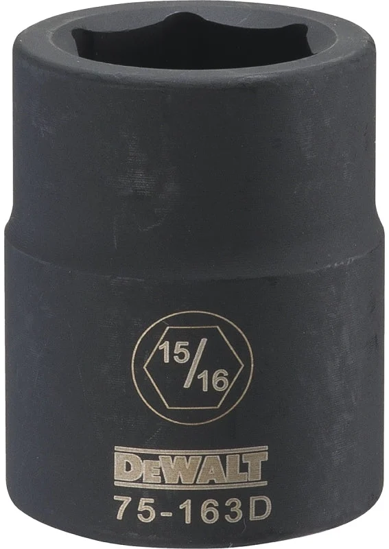 DEWALT DWMT75163OSP Impact Socket, 15/16 in Socket, 23/32 in D Socket, 3/4 in Drive, 6-Point, CR-440 Steel, Black Oxide