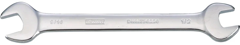 DEWALT DWMT75220OSP Open End Wrench, SAE, 1/2 x 9/16 in Head, 7-3/32 in L, Steel, Polished Chrome
