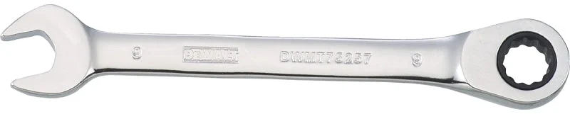 DEWALT DWMT75257OSP Combination Wrench, Metric, 9 mm Head, 4-27/32 in L, 12-Point, Steel, Chrome-Plated