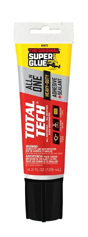 Superglue Corp Total Tech 11711003 Construction Adhesive Sealant, White, 4.2 oz Tube