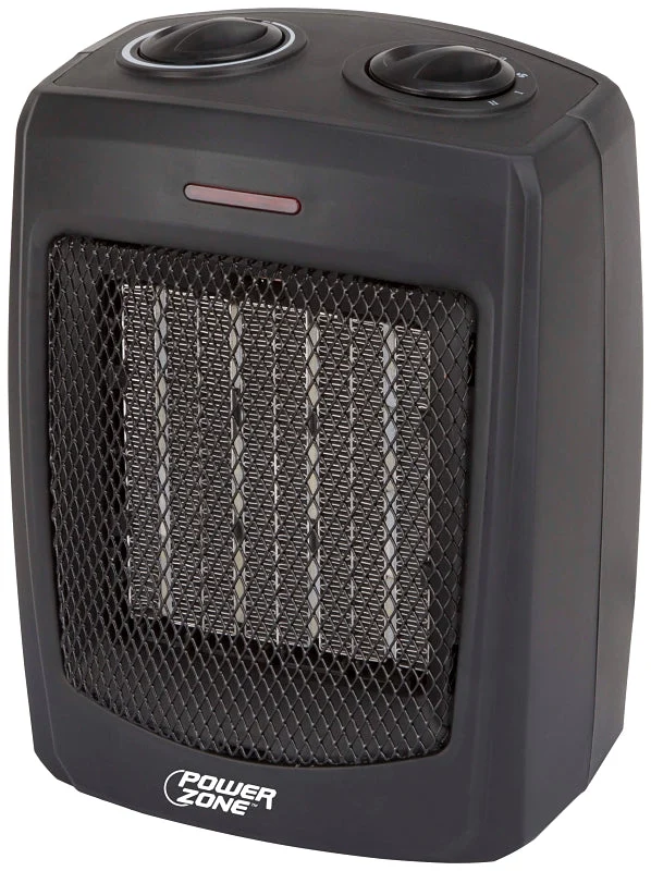 PowerZone PTC-700 Heater, 12.5 A, 120 V, 1500 W, 1500 W Heating, 2-Heat Setting, Black