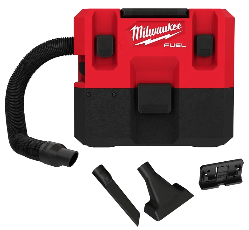 Milwaukee 0960-20 Wet and Dry Vacuum, 1.6 gal, 45 cfm Air, 87 dBA, HEPA, 12 V, Black/Red