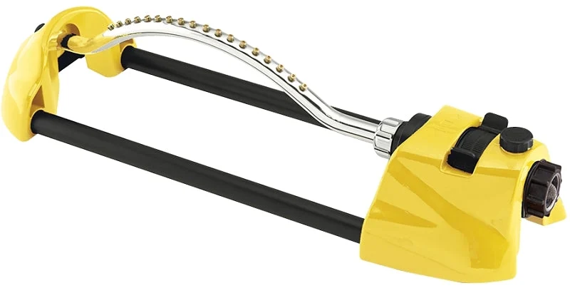 Dramm 15003 Oscillating Sprinkler, Yellow, 1110 to 3000 sq-ft, Pop-Up Nozzle Trajectory, Spray Nozzle, Brass/Zinc