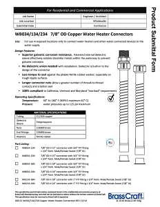 BrassCraft Copper-Flex Series WB034-24N Water Heater Connector, 3/4 in, FIP x Sweat, Copper, 24 in L, 25/CS