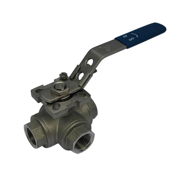 144L - G3/8'' 3-Way (L) Ball Valve Stainless Steel F/F/F ISO-Top