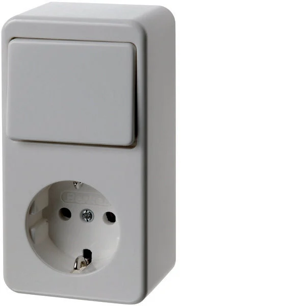 Hager Berker Combination Switch Socket Surface-Mounted Gloss Polar White - 61479649