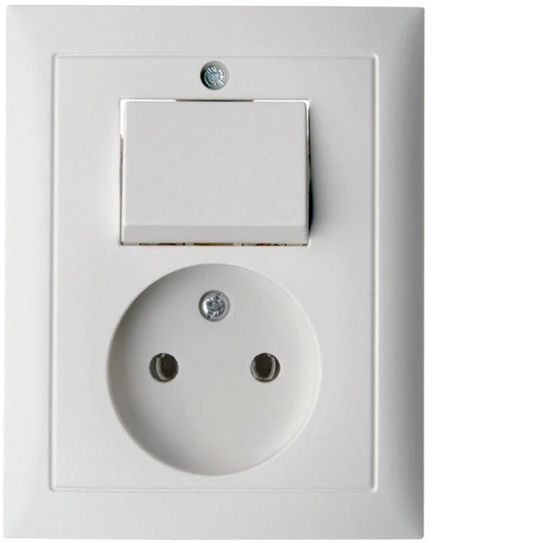 Hager Berker S.1 Polar White Socket Outlet and Switch Combination - 6143668989