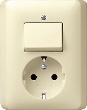 Gira Standard 55 Combo Switch Socket Inbuilt Cream White - 017601