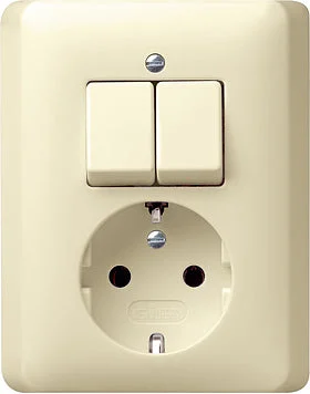 Gira Combination Series Socket Switch Standard 55 Cream White - 017501