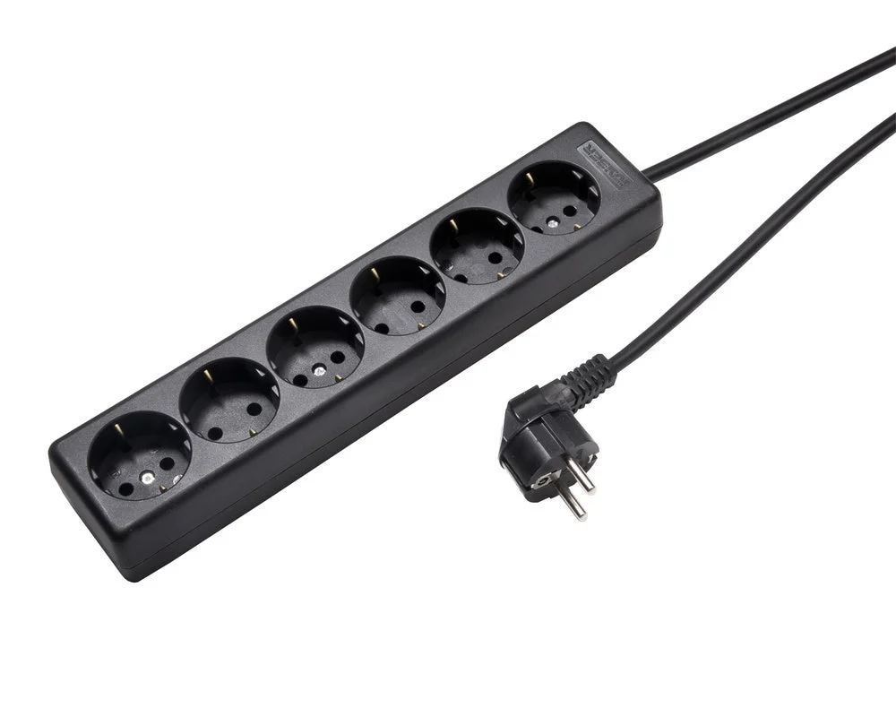Martin Kaiser 6-Way Right Angle Socket With 5m Cable Black (European Socket) - 1060ZL5-15W/SW