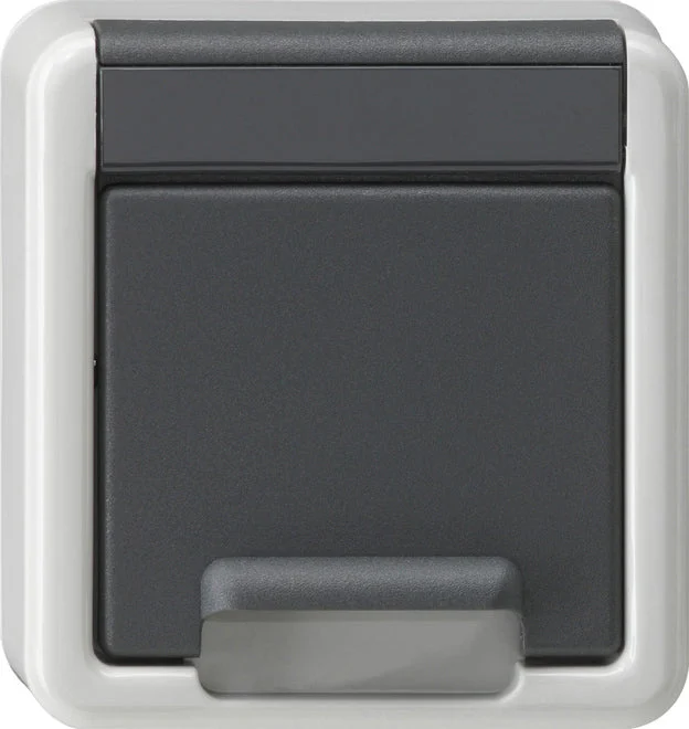 Gira Schuko Socket Cover With Shutter Surface Mount Grey - 494230