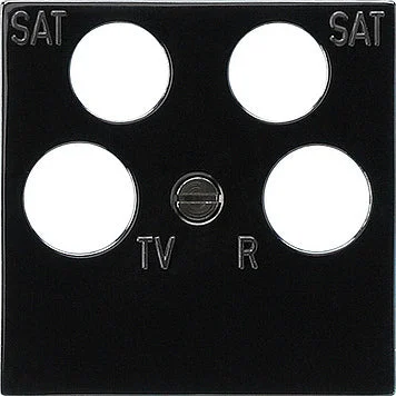 Gira 4-Way Coaxial Satellite Accessory Cover Plate Black - 025910