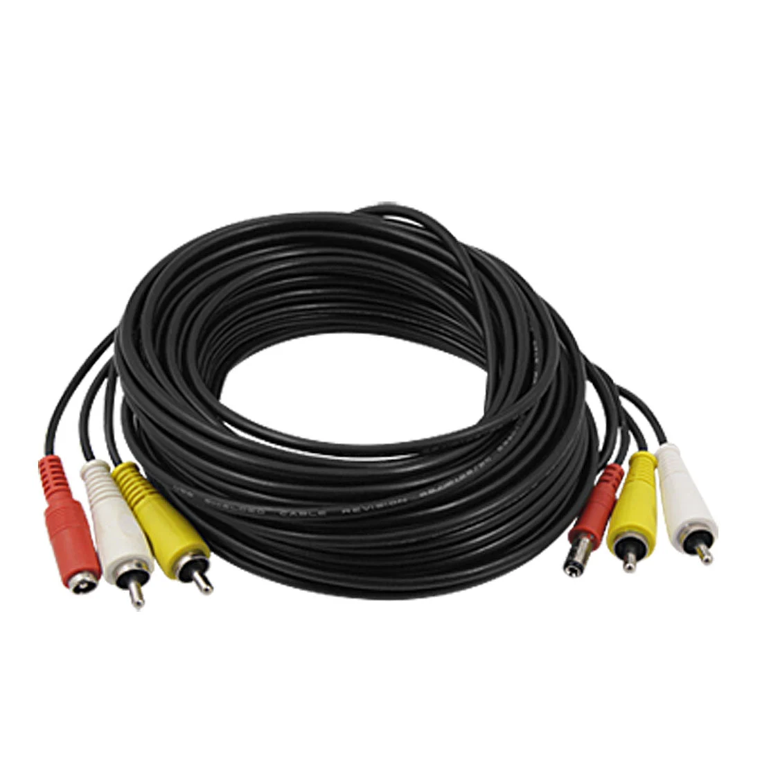 Uxcell 100ft 30m 2 RCA Male to Male Audio Video AV DC Power Cable for CCTV Camera